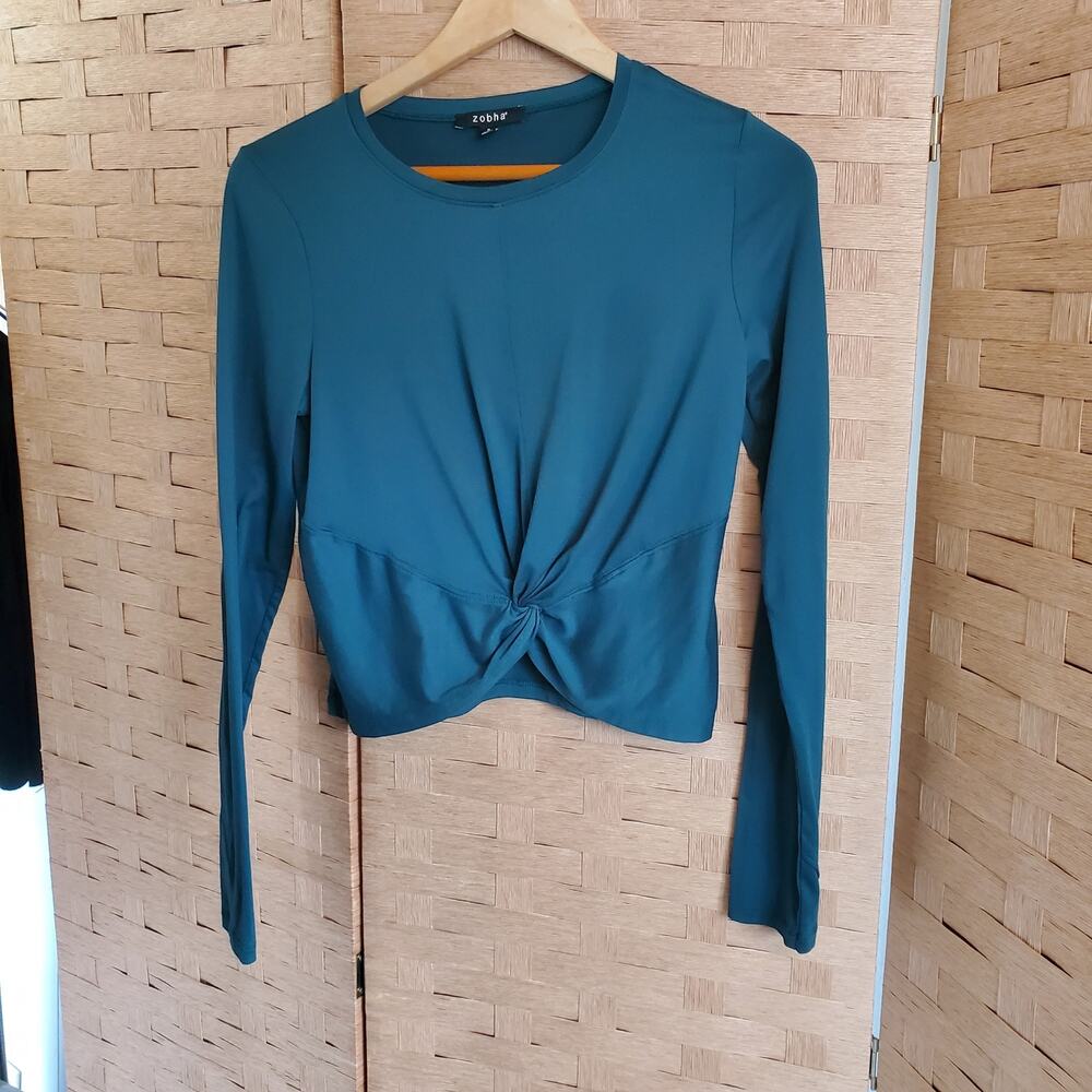 Zobha Top Size Small Long Sleeve Stretch Turquoise
